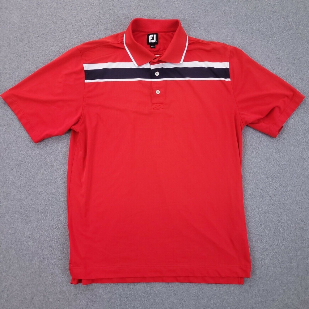 FootJoy Polo Shirt Mens Large Potomac Shores Golf Club Performance Red Virginia